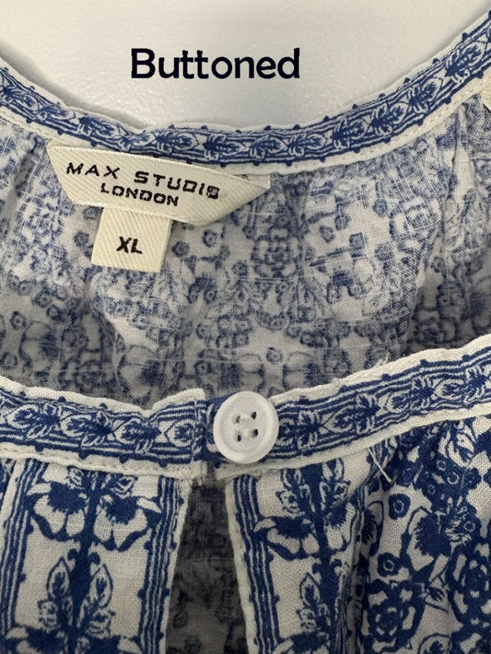 EUC MAX STUDIO Smocked Fit & Flare Maxi Dress, Blue, Size XL - Picture 4 of 10